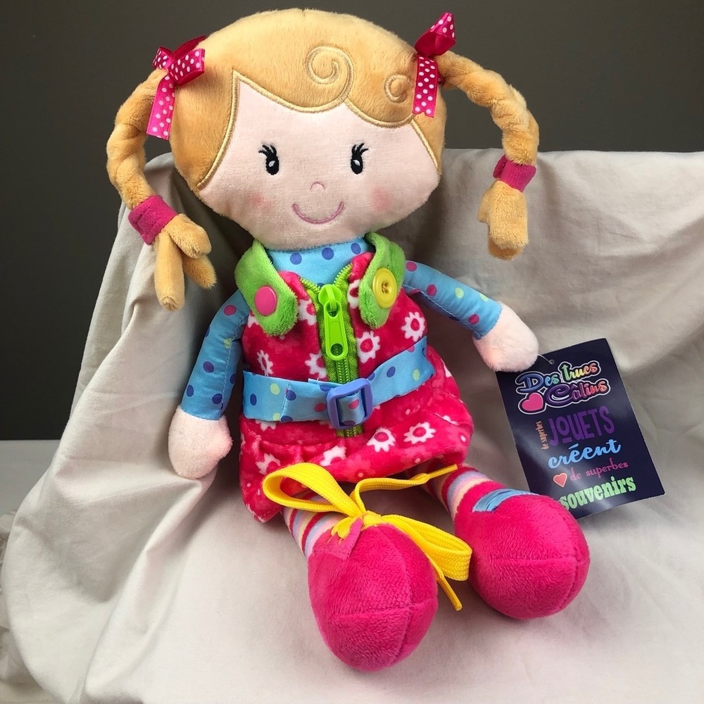 Sugar Snap Plush Learn to Dress Doll for Toddlers - 15" - Gifts for 2 Y/O and up